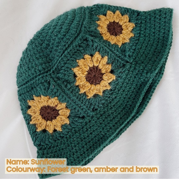Sunflower handmade crochet bucket hat - Picture 2 of 3